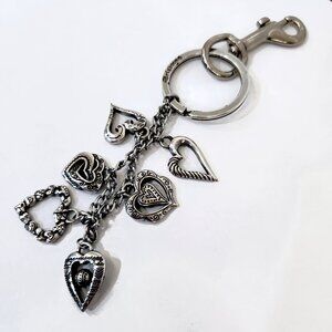 Brighton Silver Hearts Keychain Fob Charm Love Valentine Key Ring Dogleash Clip